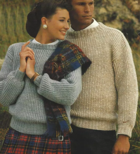Ladies Easy Knit Sweater Knitting Pattern Mens DK 32-44"  580