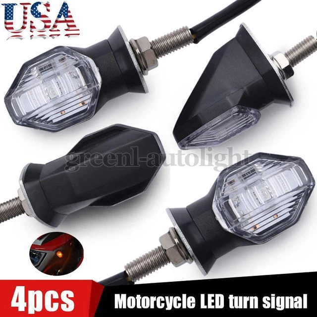 4X Motorcycle LED Turn Signal Light Indicator Blinker Amber Black Universal US