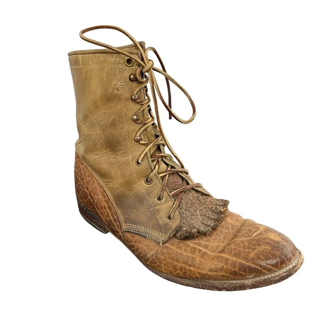 Bottes western vintage Justin cuir marron Kiltie Paddock