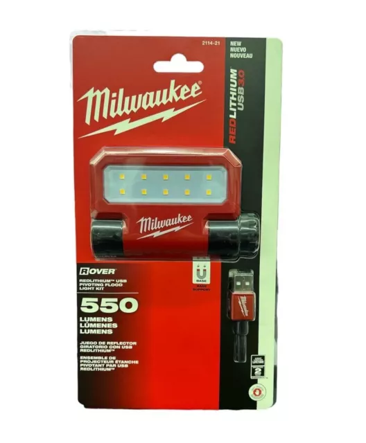Milwaukee 2114-21 550 Lumens USB Rechargeable Pivoting Flood Light New Sealed