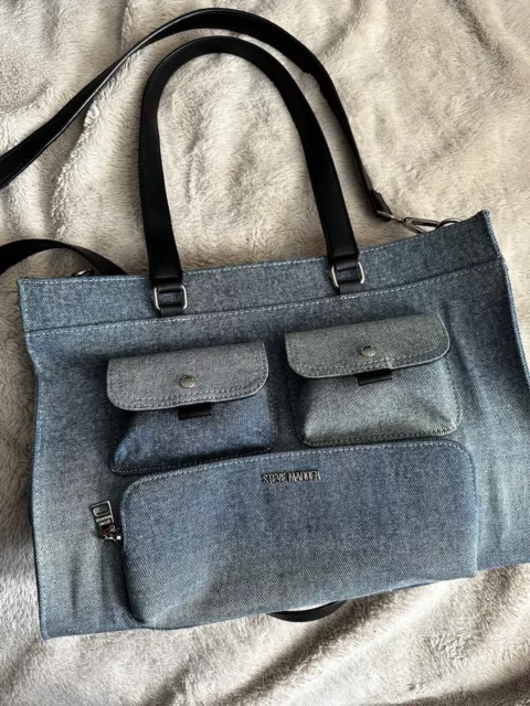 Steve Madden Blivia Large Blue Denim Tote Bag Crossbody