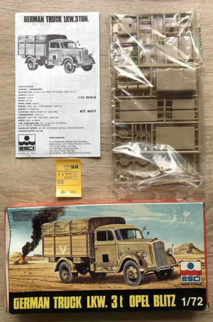 Esci 8007 German Truck Lkw 3 Opel Blitz 1/72 Neu Ovp Modellbausatz