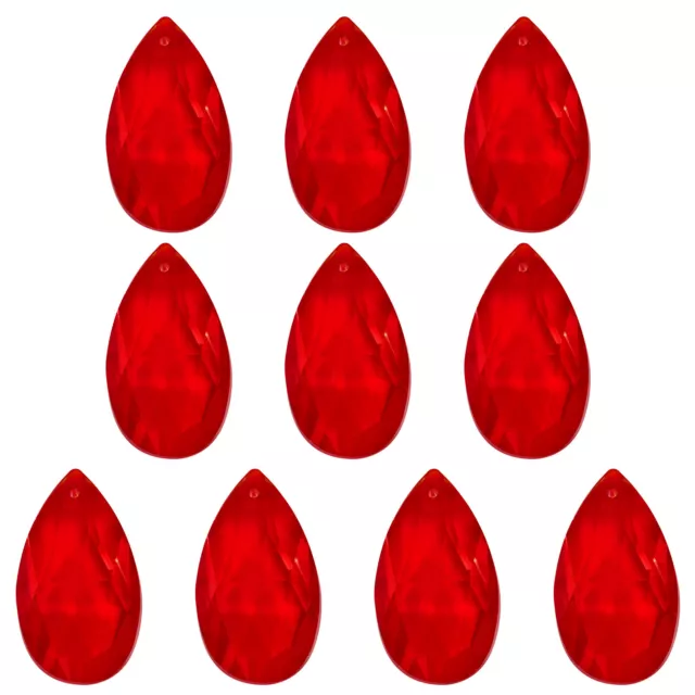 K9 Crystal Pendants Teardrop Beads, 10 Pack 38mm Chandelier Prisms DIY Red