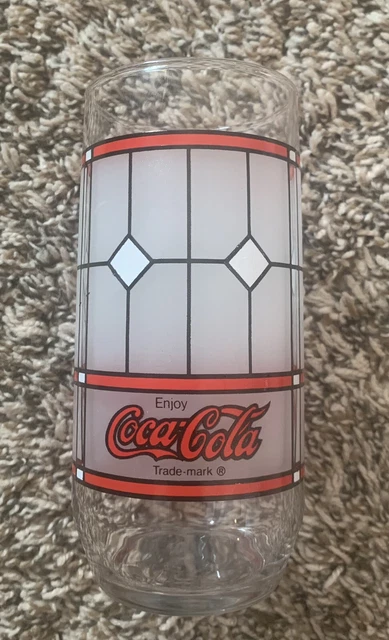 COCA COLA STAINED Glass Cup - Drinking Glass VTG Tiffany Style Coke