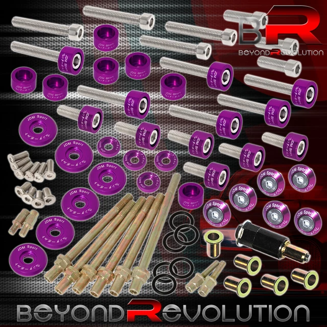 For Honda K-Series Cup/Header/Cam Cap/M6 Hex Fender/Valve Washers+Bolts Purple