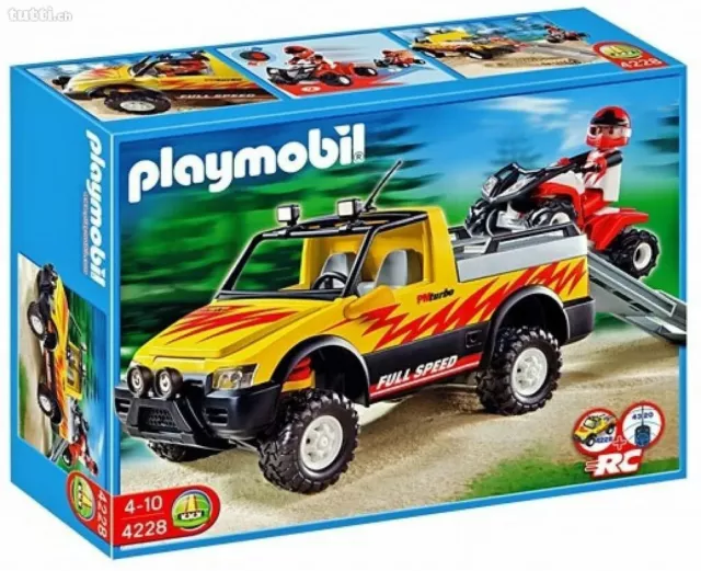 PLAYMOBIL City Life 4228 Pick up et Quad de course rouge 82 pièces Neuf & scellé