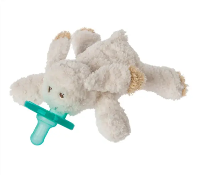 Oatmeal Bunny Wubbanub Infant Baby Binkie Holder Stuffed Animal Pacifier New