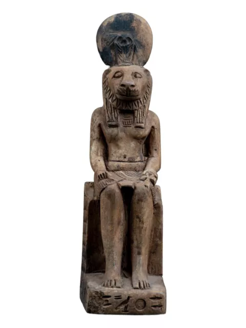 UNIQUE ANTIQUE ANCIENT EGYPTIAN Statue Seated Goddess Sekhmet Magic Hieroglyphic