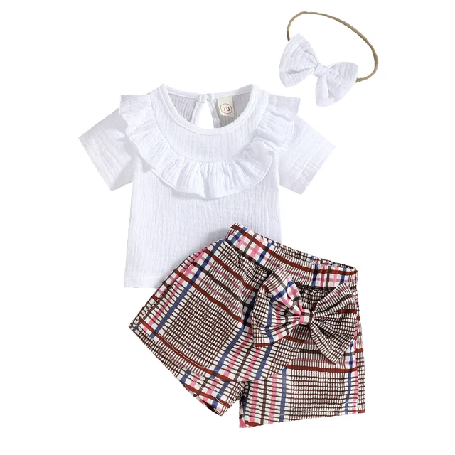 Pantaloncini con arricciacapelli per bambini bambine abiti da dungaree set abiti estivi per bambini
