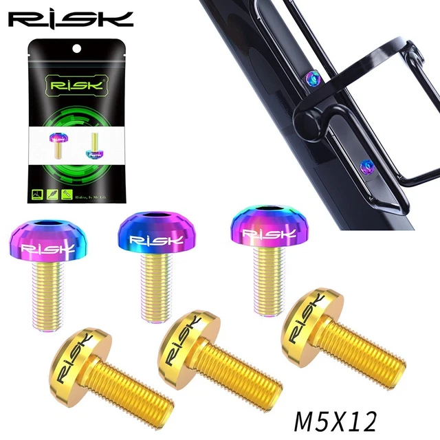 RISK M5x12mm Titanium Bike Bottle Holder Screw  Bicycle-Water Bottle Cage-Bolts