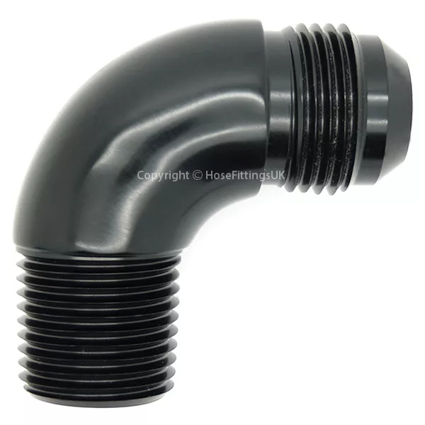 AN-8 BLACK Flare to 3/8 NPT FULL FLOW 90 DEGREE MALE ELBOW Hose Fitting Adapter