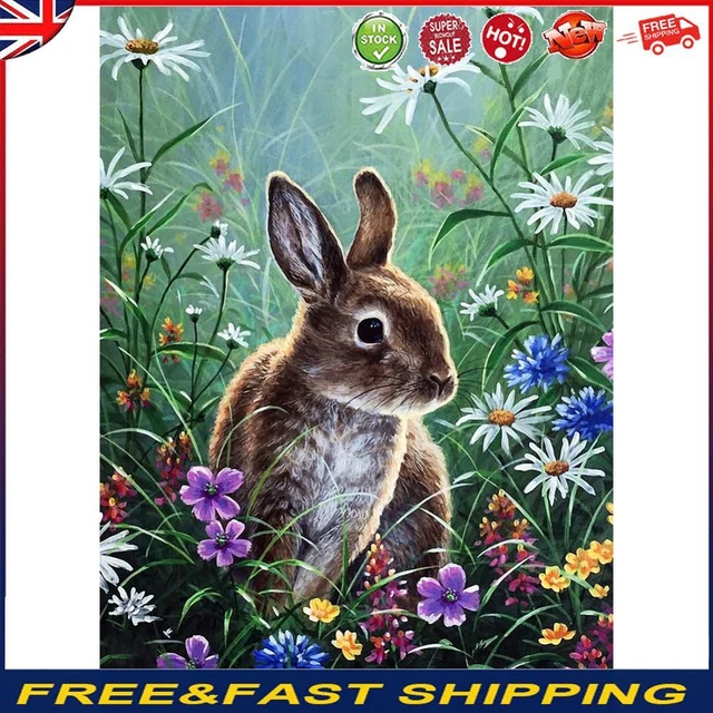 5D DIY Crystal Mosaic Kits Rabbit Diamond Art Painting Kits for Home Wall Decor