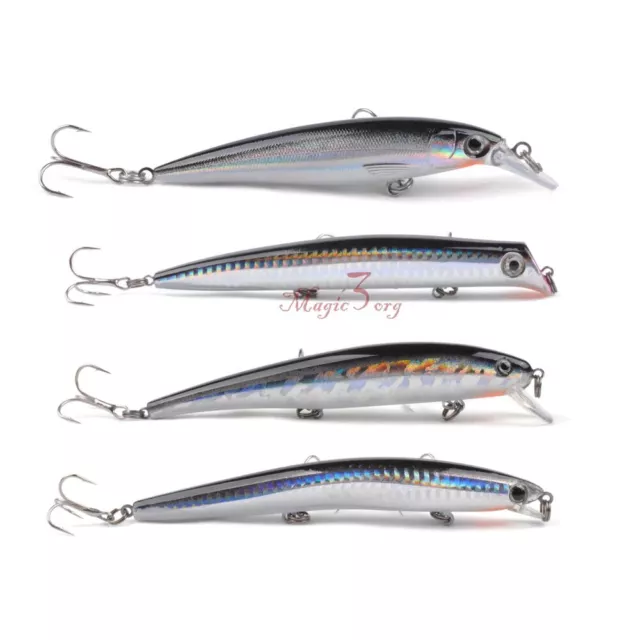4 X Fishing Lures Saltwater Popper Plug Minnow Surface 5″ Sea Lure Bass Pike GT