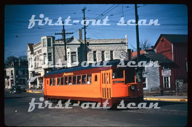 R DUPLICATE SLIDE - Milwaukee Speedrail Trolley Electric Scene FRESH Paint 1950s