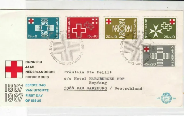 Netherlands 1967 First Day of issue Red Cross mixed stamps cover ref 21821