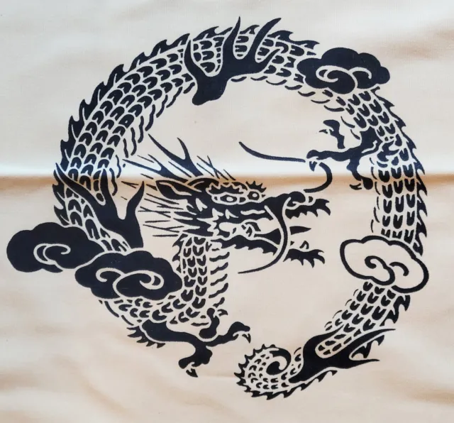 Dragon motif wall hanging, heavy fabric (Japanese noren style)