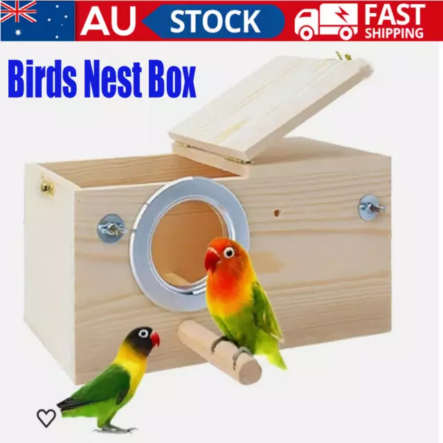 Birds Nest Box Lovebird House Wood Parakeet Budgie Cockatiel Breeding Nest NEW