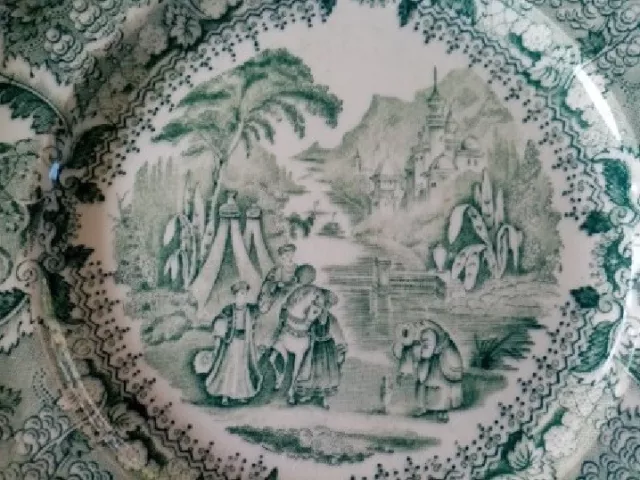 2 Assiette Plate J.Vieillard et Cie D.Johnston Porcelaine Bordeaux Modèle Turc 1 3