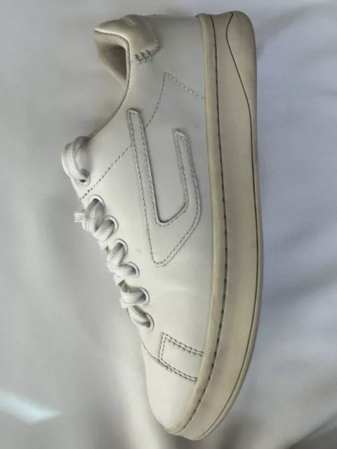 Diesel White Leather Women 9 Lace Up Sneakers