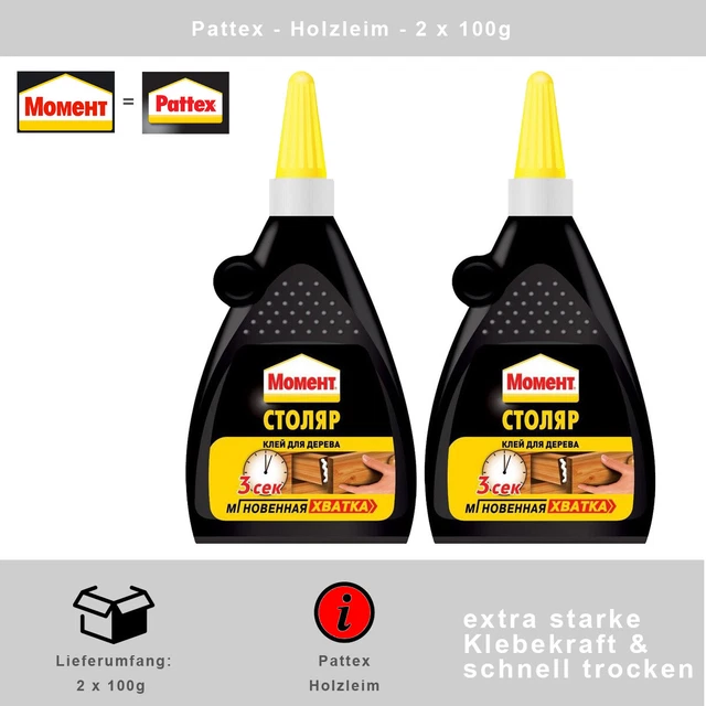 Cola para Madera Adhesivos Pattex (Momeht) Fix 2 X 100g - Rápido Seco - Blanco