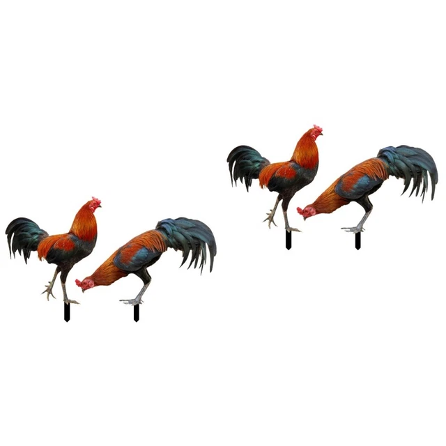 4 Pcs  Chicken Lawn Garden Stake Garden Animal Ornament Outdoor Rooster Stake fo