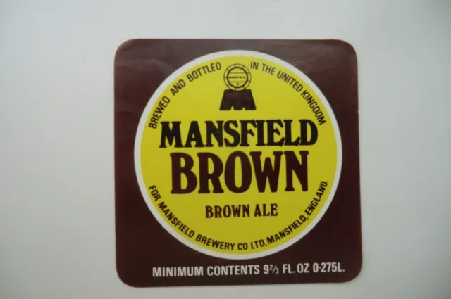 MANSFIELD BREWERY BROWN ALE 9 2/3 fl oz BREWERY BEER BOTTLE LABEL