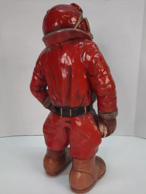 1972 Progressive Art Product Chalkware Red Baron Chimp Monkey Pilot Statue 15" 3