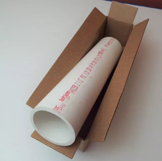 2.5 inch Diameter x 18 inches PVC Plastic Pipe Schedule 40 White OD 2.875