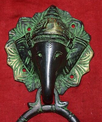 Brass Lord Ganesha Door Knocker Elephant Face Design House Doorbell Ring Decor 2