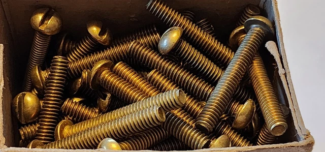 Lot of 142 Vintage Brass machine Screw 12-24  1 1/2" Round  Head Slotted 2.54 lb