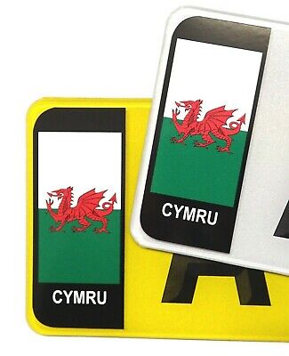 COPPIA di Welsh Galles Cymru Bandiera Number Plate Badge adesivi in Vinile Decalcomania Per Auto