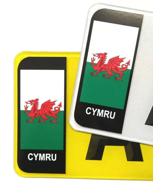 Pair Of WELSH Wales CYMRU Flag Number Plate Badge Vinyl Stickers decal For Car