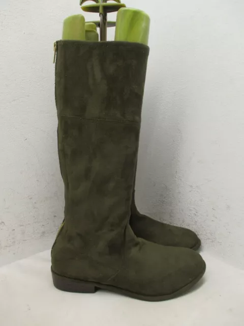 Stuart Weitzman Girls Tall Knee High Olive Green Suede Back Zip Boots Youth Sz 4