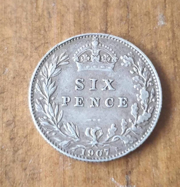 1907 Edward VII Sixpence 6d Silver Coin in Collectable Condition