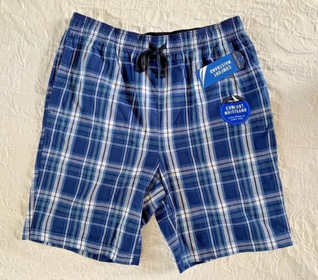 Nautica Men's Sleep Shorts Classic-Fit Plaid 100% Cotton Blue S/M/L