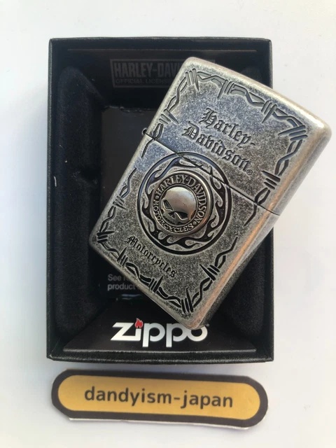 Zippo Harley Davidson HDP-70 Skull Metal Antique Silver Lighter Japan New