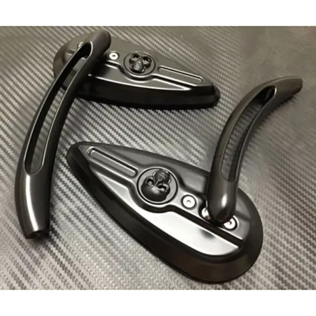 Rearview Black Mirrors Skull Teardrop for Harley Dyna Electra Glide Motorcycle