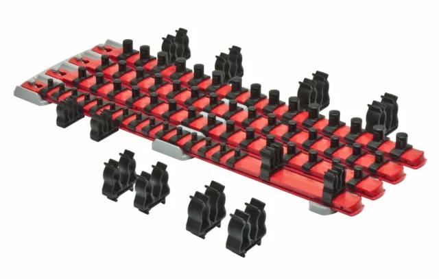 ERNST 8470 Twist Lock Complete Socket Organizer System with Magnetic Mount - Red 2