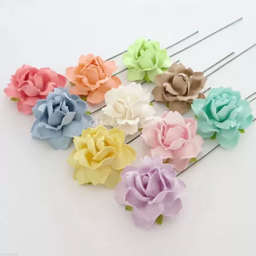 50 Pastel Paper Flowers Wedding Decor Bouquet Headpiece Centerpiece Topper R22