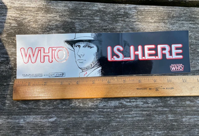 Vintage 1983 WHO IS HERE? Bumper Sticker Large Bumper 1980s Dr Who Doctor Sci Fi Vintage 1983 WHO IS HERE? Bumper Sticker Large Bumper 1980s Dr Who Doctor Sci Fi