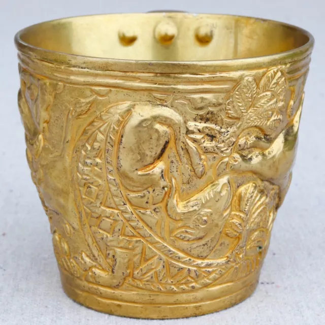 Vintage Lalaounis Ancient Greek Mycenaean Vaphio Gold Sterling Silver Cup 4¼” 2
