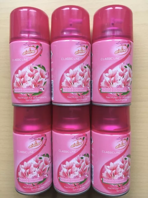 6 X Airline Nachfüller  Magnolie & Kirschblüte  Für Airwick Fresh Matic