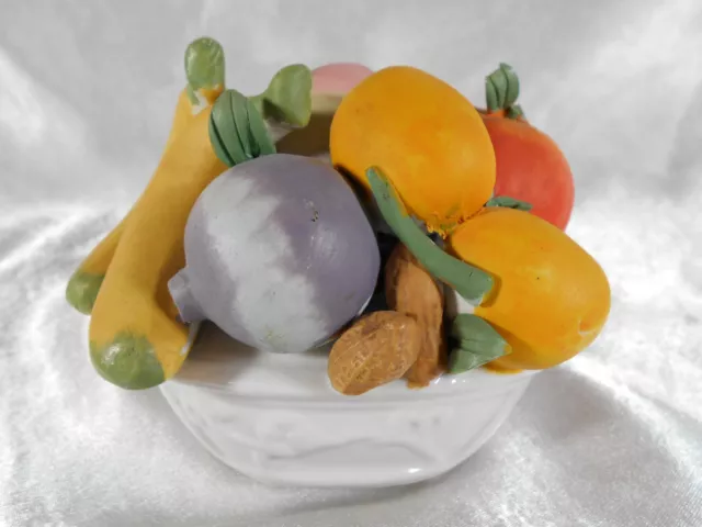 Corbeille / Panier De Fruit & Legume Banane Carotte ... En Porcelaine & Biscuit