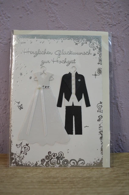 AFIE Hochzeitsglückwunschkarte Mit Trockenblumen & Traumfänger-Design – Goldglitzernd, Inkl. Umschlag
