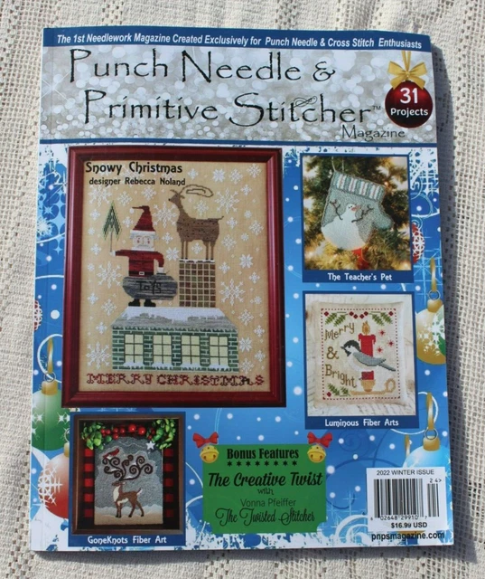 Punch Needle & Primitive Stitcher Magazine Invierno Navidad 2022 Patrones Mag