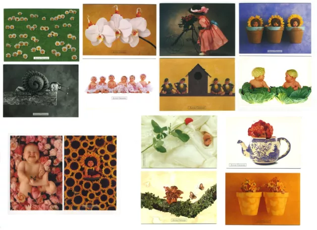 lot 14 cartes postales etat neuf grand format bébés fleurs escargot Anne Geddes