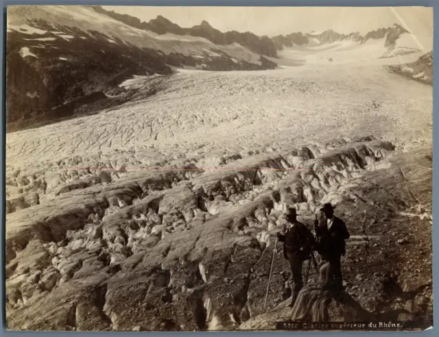 Glacier supérieur du Rhône Vintage Albumen Print Tirage albuminé  20x25  C