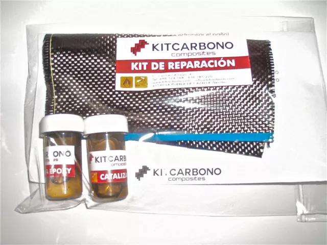 ORIGINAL KIT REPARACION FIBRA DE CARBONO Pala Padel,bici,Kayak 15x15cm Plain 3k