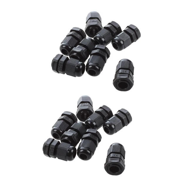 16 PCS PG7 Black Plastic  Cable Gland Connector 3-6.5mm K2I1