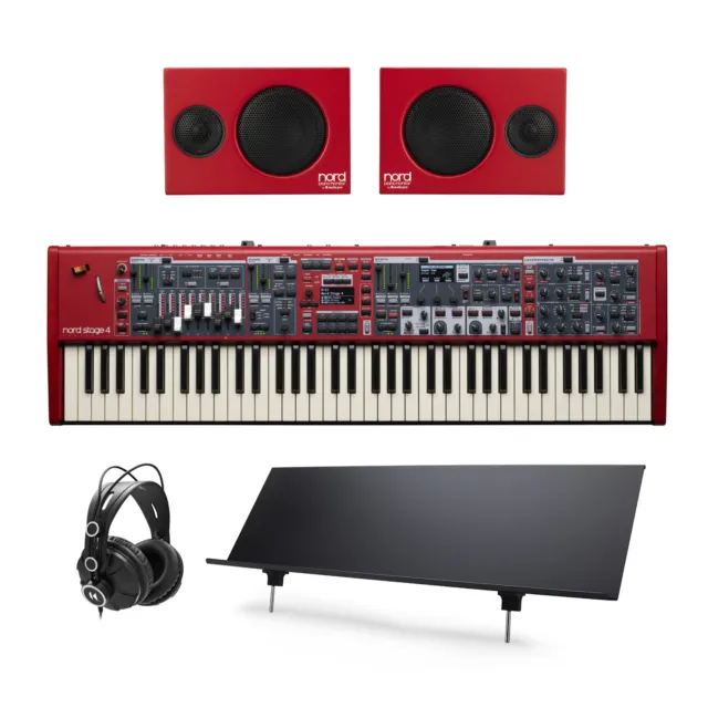 Nord Stage 4 Compact 73 Key Semi Weighted Keyboard with Monitor Pair Bundle